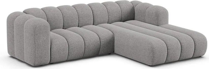 Divano angolare grigio (con penisola a destra/con chaise lounge) con rivestimento in ciniglia Lupine – Micadoni