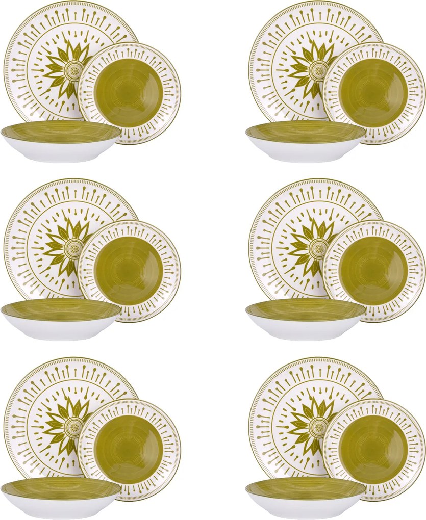 Servizio 18 piatti porcellana Mistral verde