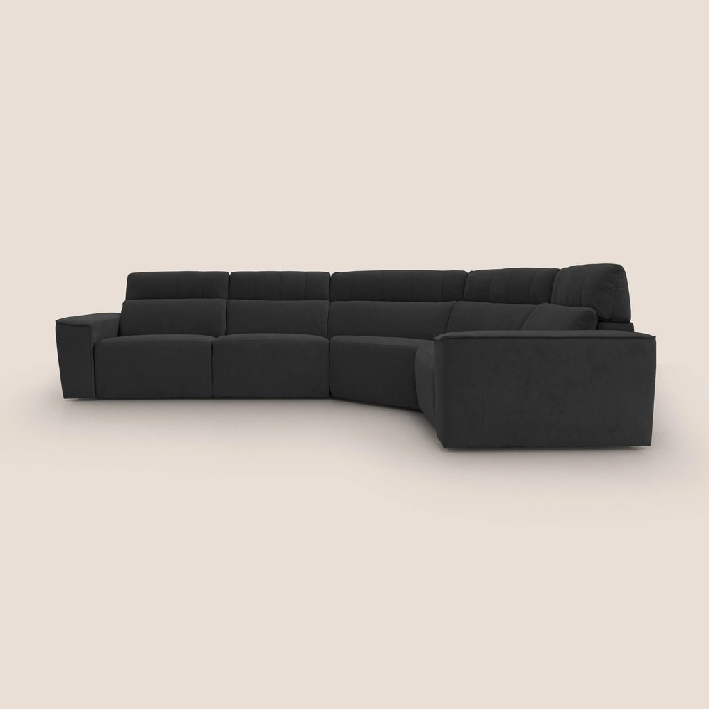 Clark Divano modulare angolare REVERSIBILE con opzione relax elettrico in tessuto smacchiabile impermeabile T17