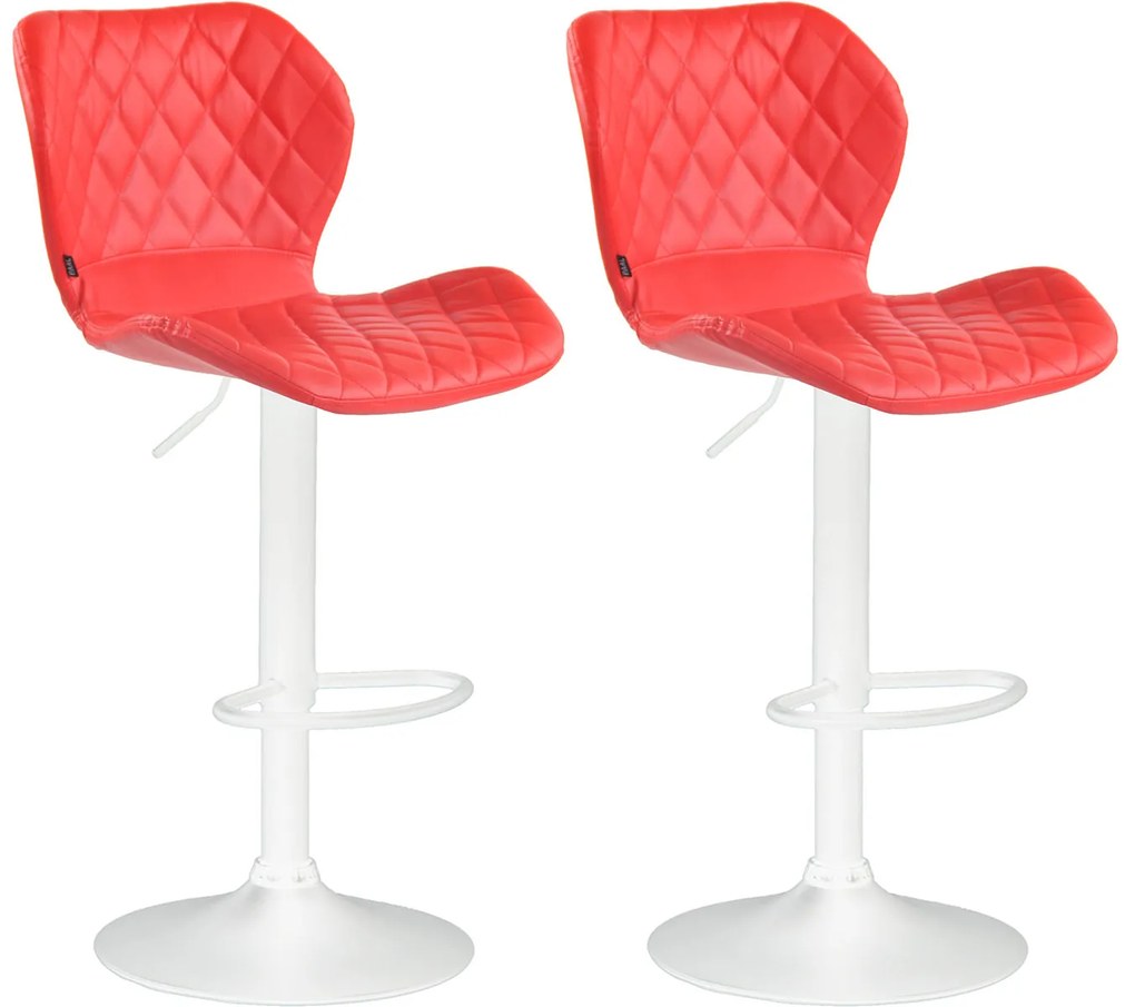 Set Di 2 Sgabelli Da Bar İn Ecopelle Cork Con Design Esclusivo / Rot / Weiß
