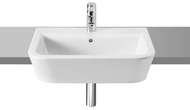 Lavabo da appoggio Domus ROCA rettangolare piletta non inclusa in ceramica L 56 x H 17 x P 40 cm bianco lucido piletta non inclusa