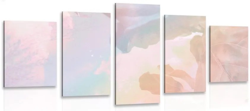 Quadri 5 pezzi – Riflesso delle foglie nel lago