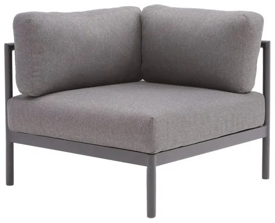 Angolo per divano da giardino con cuscino grigio Idunn NATERIAL, struttura in alluminio seduta in alluminio nero, L 82 x H 61 x P 82 cm