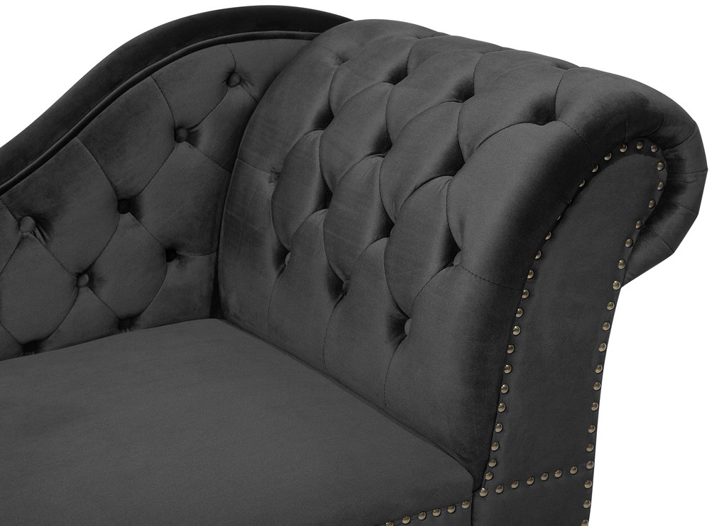 Chaise longue destra in velluto nero NIMES Beliani