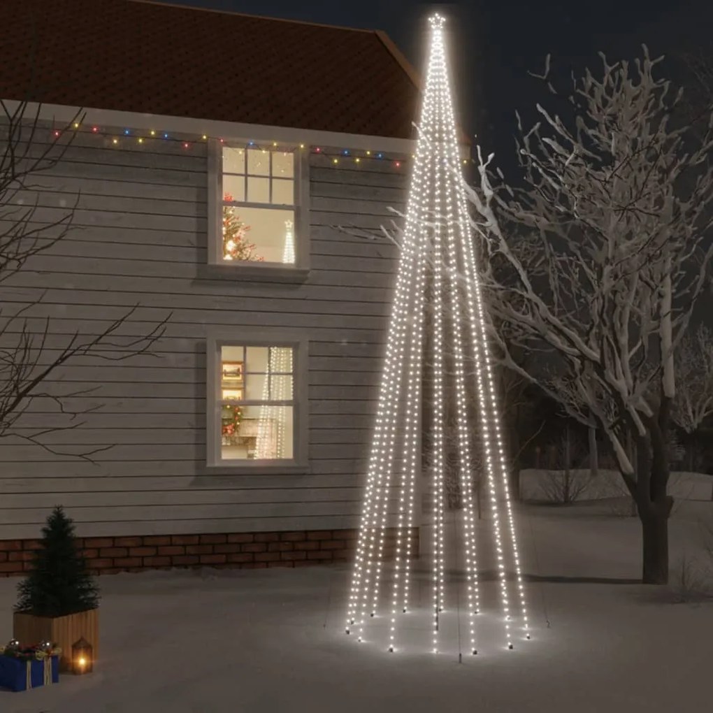 Albero di Natale con Puntale e LED di varie intensità e altezze, Bianco Freddo / 800 cm / 1134