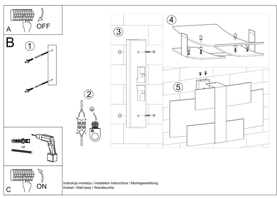 Lampada da parete bianca Marett - Sollux
