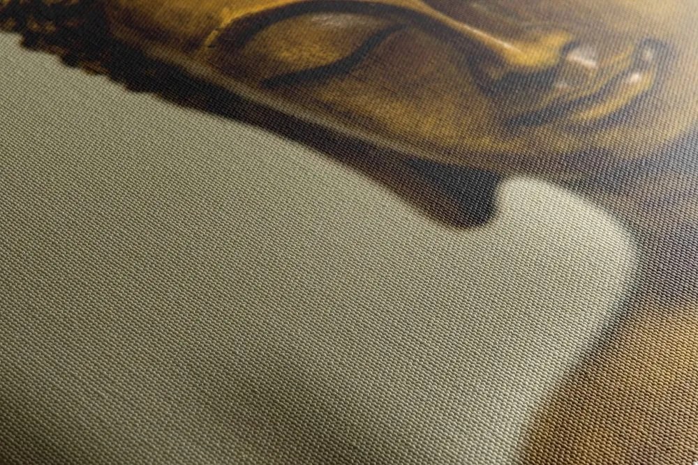 Quadro su tela – Testa di Buddha in bronzo