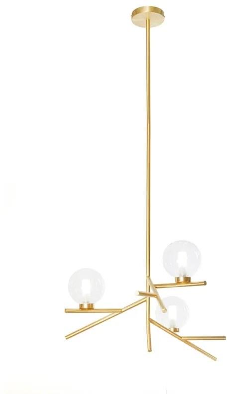 Lampadario Glamour Camely oro paralume bianco 3x G9 MILOOX