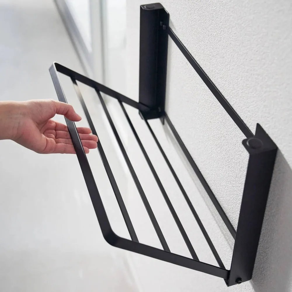 Mensola da bagno da parete nera opaca in acciaio Tower – YAMAZAKI