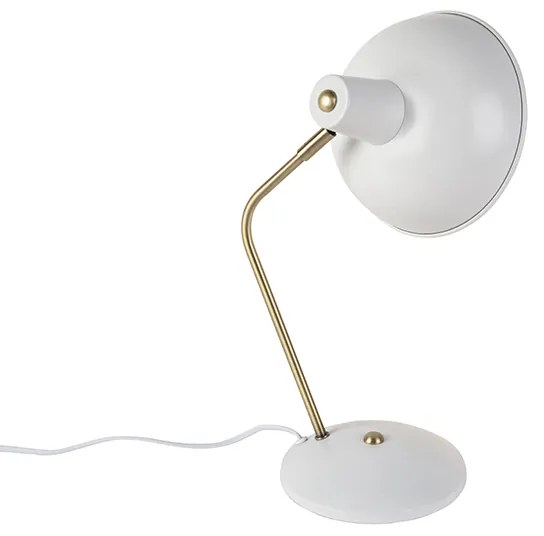 Lampada da tavolo retrò bianca con bronzo 38cm - Milou