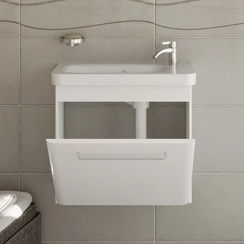 Mobiletto bagno 60 cm profondità ridotta colore bianco | LAC-IRIS-60-B - KAMALU