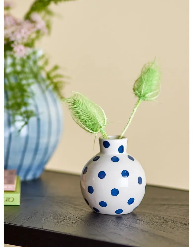 Vaso bianco in ceramica dipinto a mano (altezza 11 cm) Fian - Bloomingville