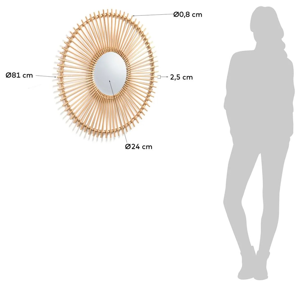 Kave Home - Specchio Louisa in rattan Ã˜ 81 cm