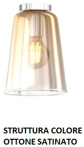 Plafoniera ottone sat. 1 luce ambra 1164os-pl1-am