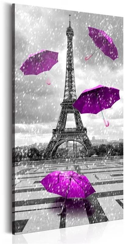 Quadro Paris  Purple Umbrellas  Colore bianco e nero, Dimensioni e Misure 60x120