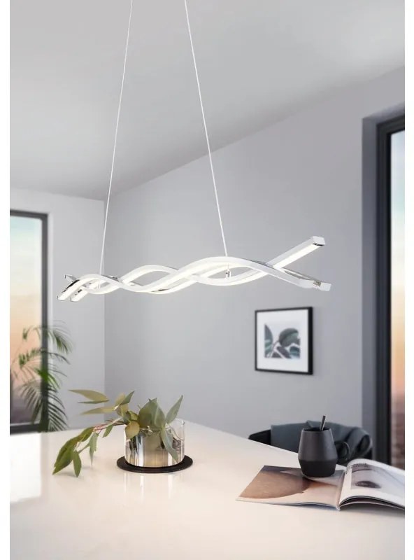 Lampadario LED moderno Lasana grigio, luce calda 5400 lumen, EGLO