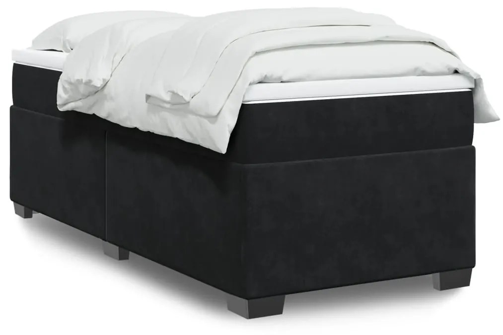 Giroletto A Molle Con Materasso Nero 100x200 Cm İn Velluto /