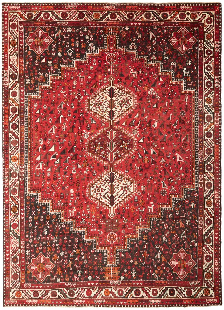 Shiraz Tappeto persiano 300x220 Rosso (Iran) Annodato A Mano