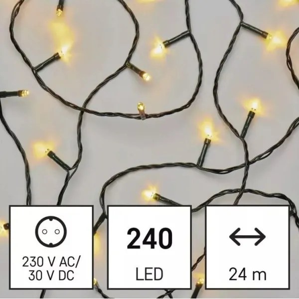 Catena luminosa LED per esterni 240 LED, 8 modalità, 29 m, IP44, bianco caldo