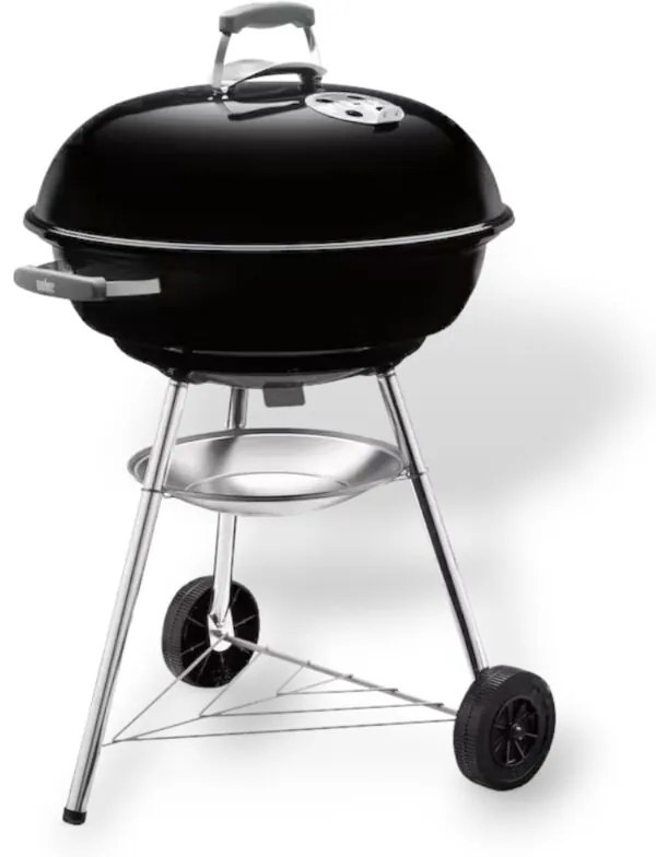 Weber - Barbecue rotondo a carbone con ruote e griglia in acciaio cromato original compact kettle - Ø47 cm
