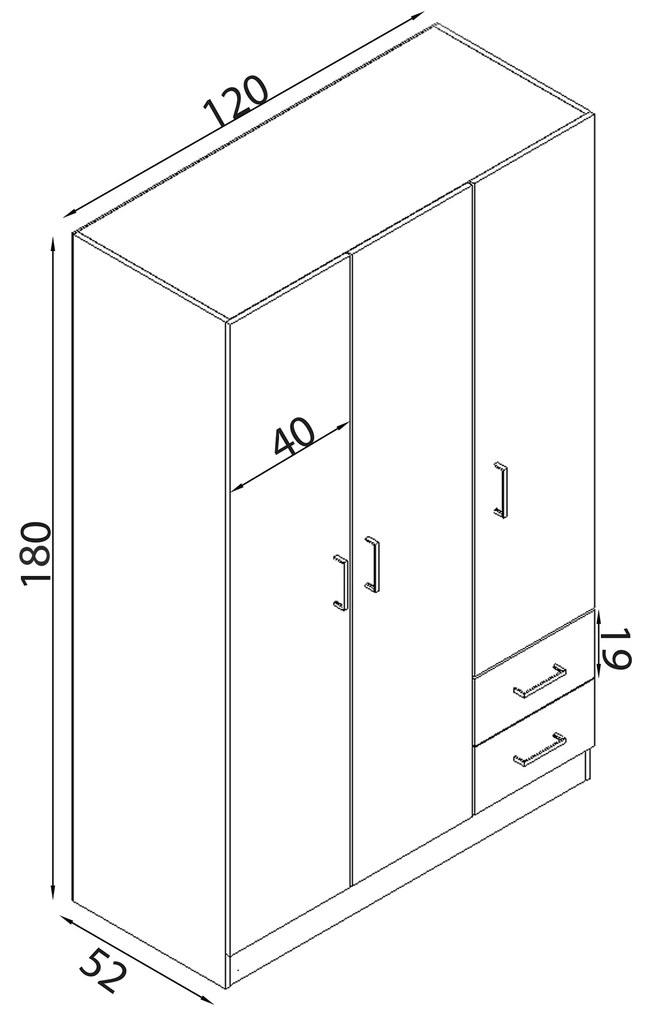 MERIN - armadio di design con 3 ante 2 cassetti