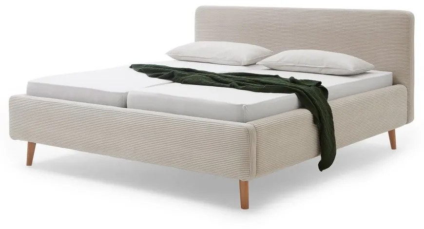 Letto matrimoniale imbottito beige 160x200 cm Mattis Cord - Meise Möbel