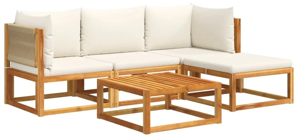 Set divano da giardino 5 pz con cuscini legno massello acacia