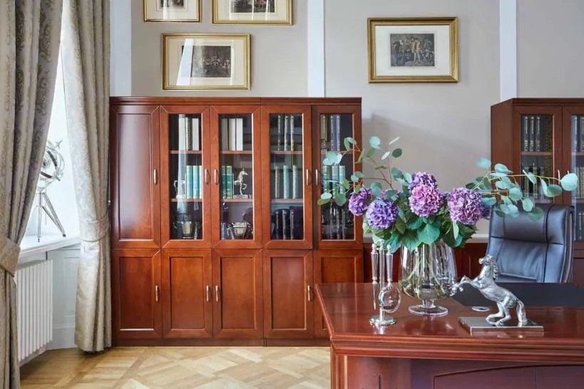 Libreria da ufficio in legno di noce con tre Stile Classico PRESTIGE C730A-Arrediorg.it