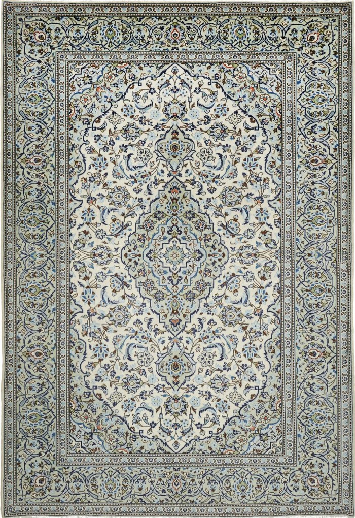 Kashan Tappeto 290x200 Beige (Iran) Annodato A Mano