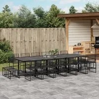 Set da Pranzo da Giardino 17 pz Nero in Polyrattan 3295047