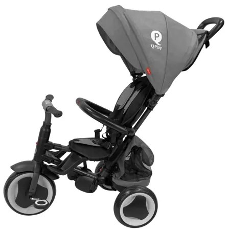 QPlay - Triciclo 3 in 1 per bambini RITO EVA PLUS grigio