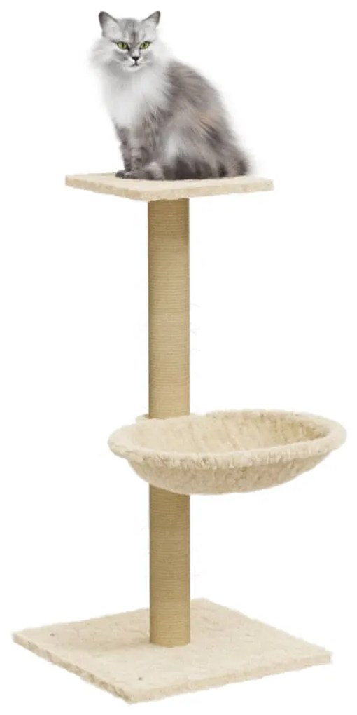 Albero per gatti con palo tiragraffi in sisal crema 74 cm