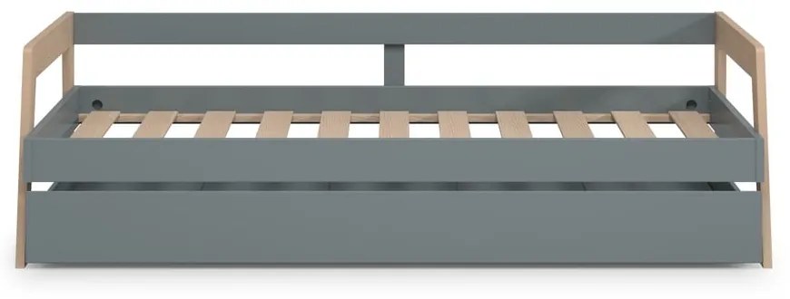 Letto da bambini estraibile verde/verde polveroso in pino massiccio con contenitore con rete inclusa 90x200 cm Carrie – Marckeric