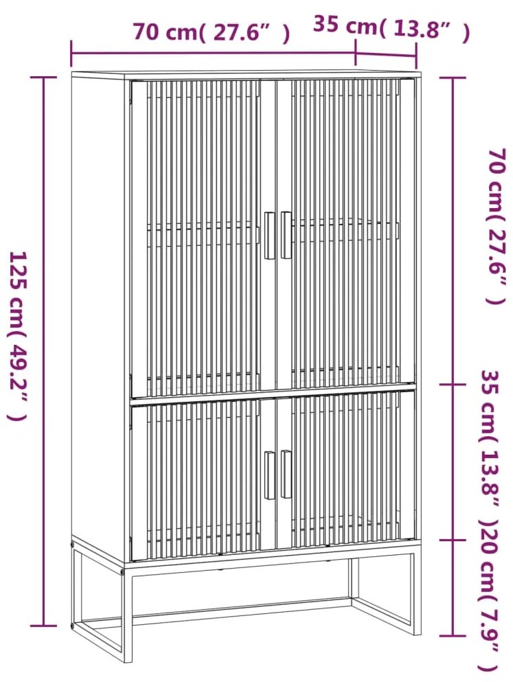 Credenza Bianca 70x35x125 cm in Legno Multistrato