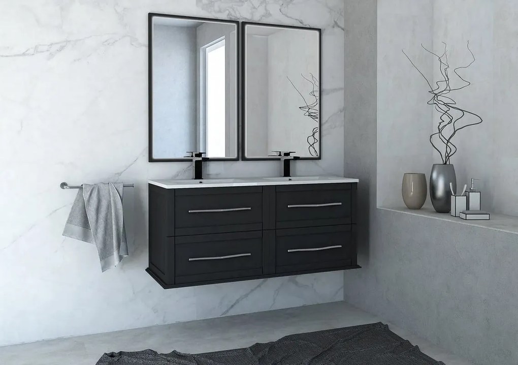 Mobile da bagno sotto lavabo BADEN HAUS Tiffany grafite laccato opaco L 120 x H 55 x P 46 cm 4 cassetti, lavabo non incluso