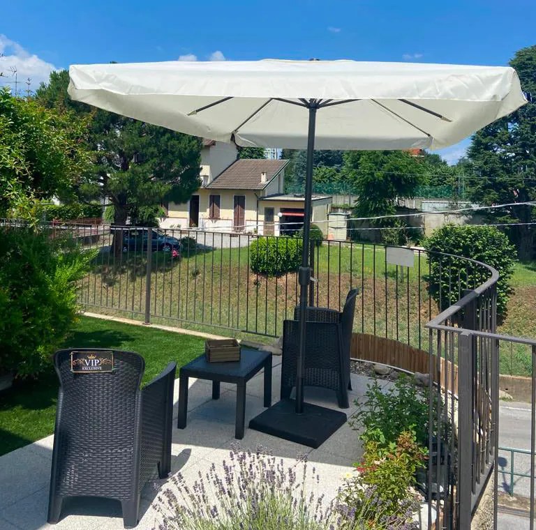 Ombrellone Rettangolare da Giardino 2x3 m Palo Ø48 mm Struttura in Acciaio Esterno Écru...