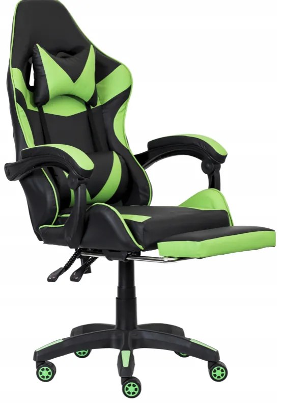 Sedia da gioco ergonomica CLASSIC con poggiapiedi verde