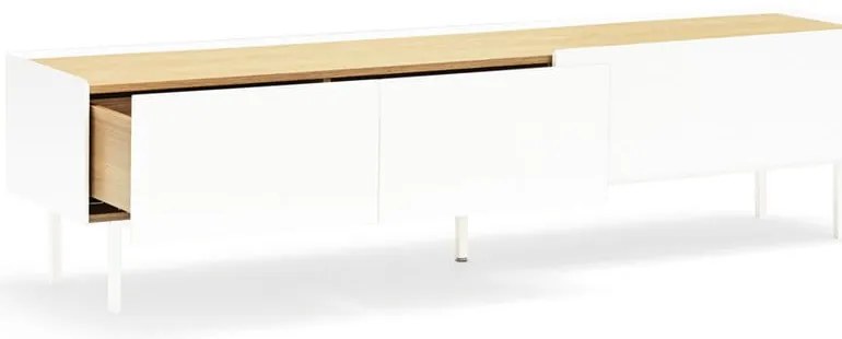 Tavolo TV in rovere decorato in bianco e naturale 180x45 cm Arista - Teulat