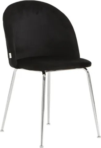Sedia da pranzo in velluto Nero con gambe in metallo Cromo - PARIS 2 sedie