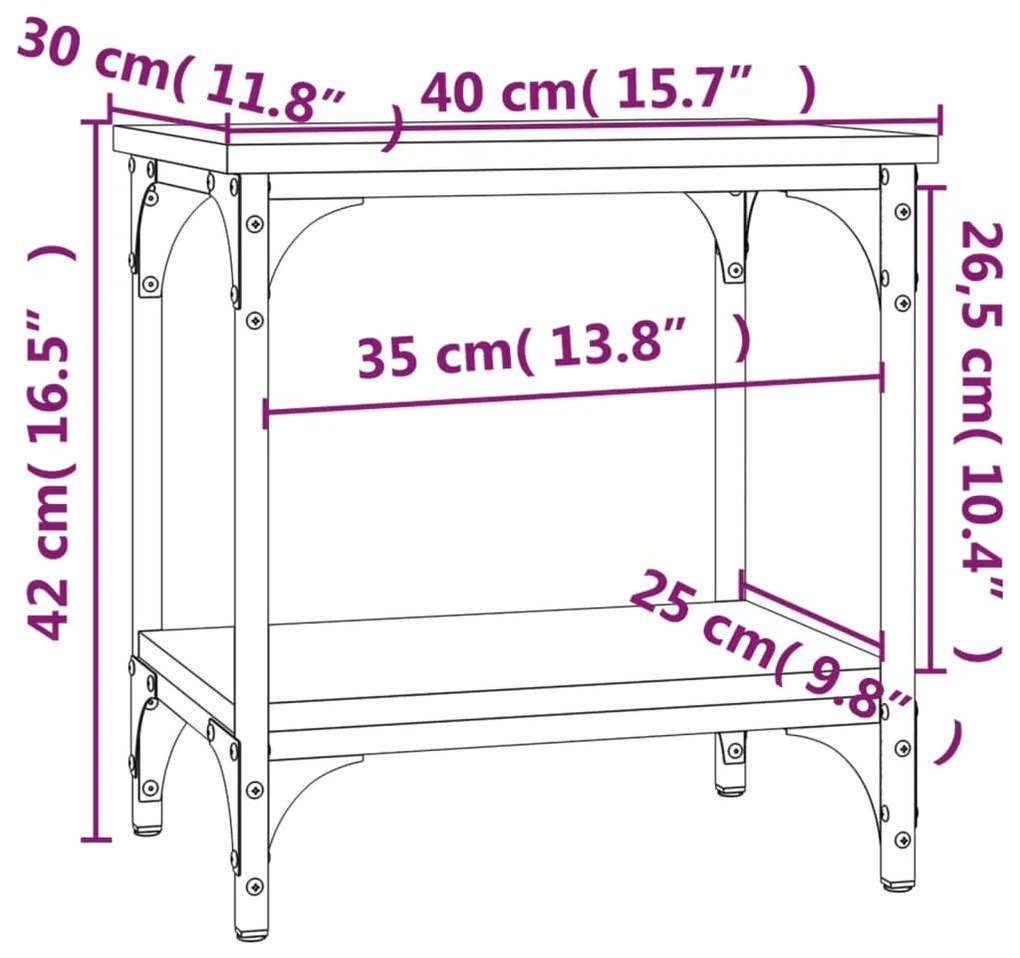 Tavolino Nero 40x30x42 cm in Legno Multistrato