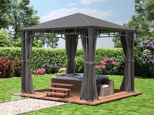 TOOLPORT Gazebo da giardino Hardtop Sunset Superior, loft grigio, 3x3 m - (300193)