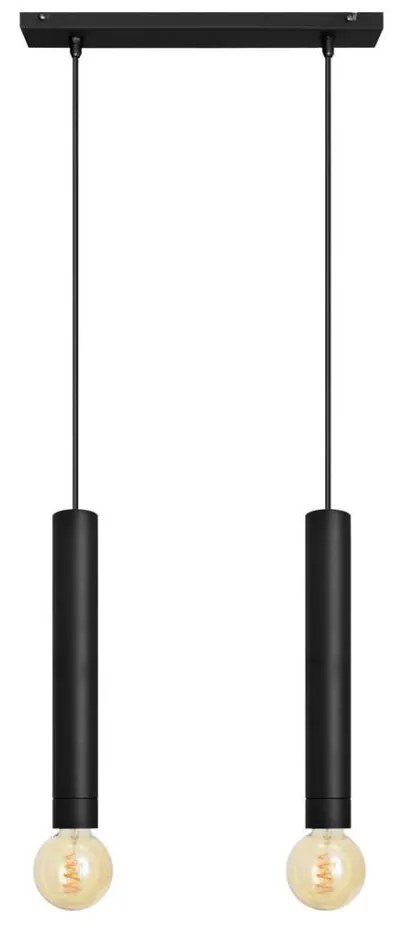 Lampadario a sospensione con filo TUBA 2xE27/15W/230V nero