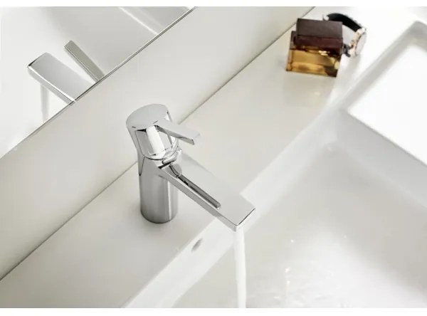 Roca A5A3296C00 - Miscelatore monocomando per lavabo NAIA con piletta, 16,7 cm, cromo lucido