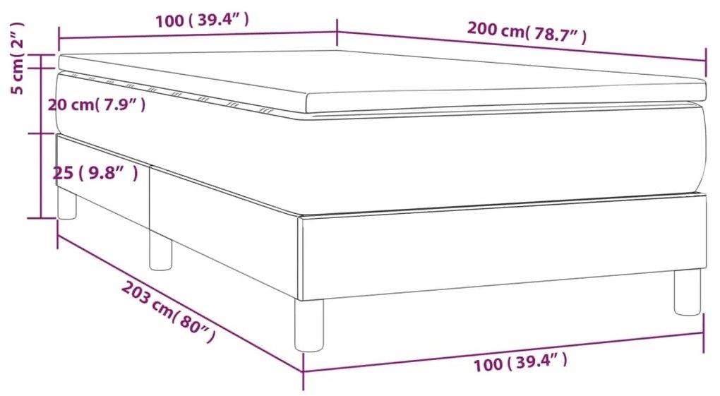 Giroletto a Molle con Materasso Crema 100x200 cm in Tessuto