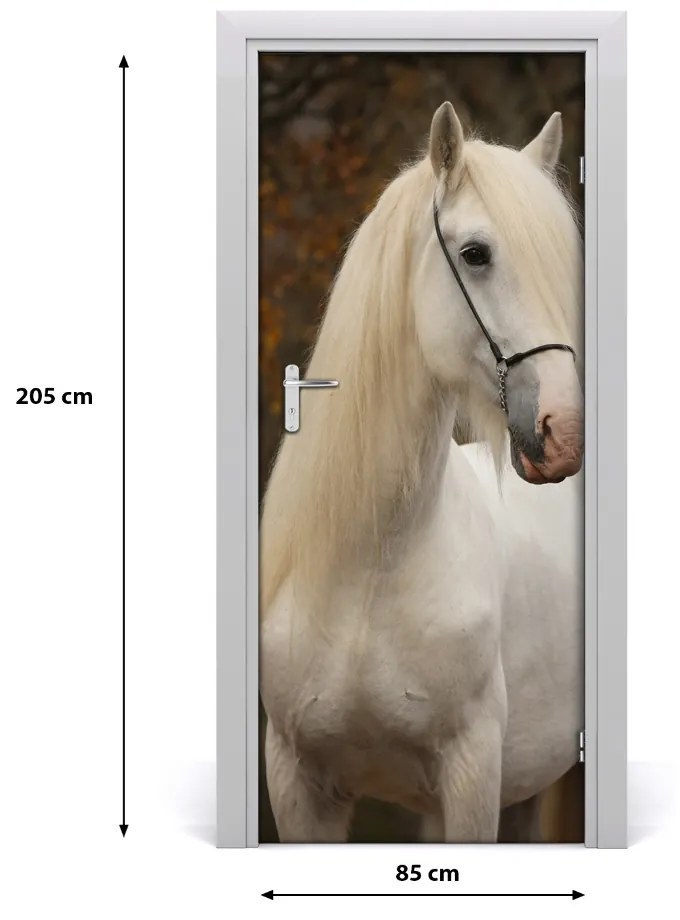 Adesivo per porta interna cavallo bianco 85x205 cm