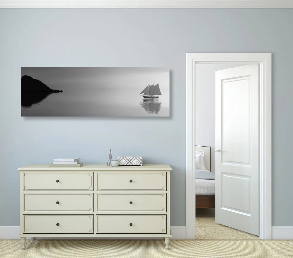Quadro su tela – Barca a vela in bianco e nero