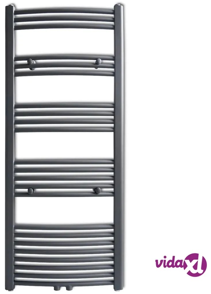 vidaXL Radiatore Centrale Portasciugamano Curvo Grigio 600 x 1424 mm