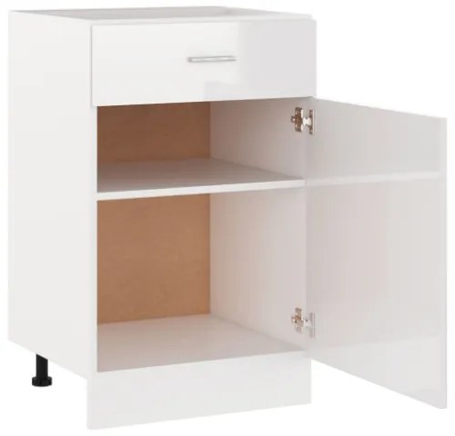Armadio con Cassetto Bianco Lucido 50x46x81,5 cm in Truciolato