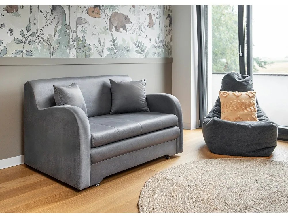 Divano grigio chiaro allungabile e rivestimento in velluto 130 cm Ario – ELTAP