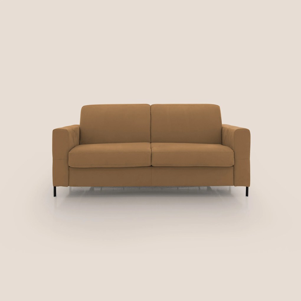 Ortensia divano letto materasso H18 cm con piedi alti in elegante microfibra smacchiabile T11